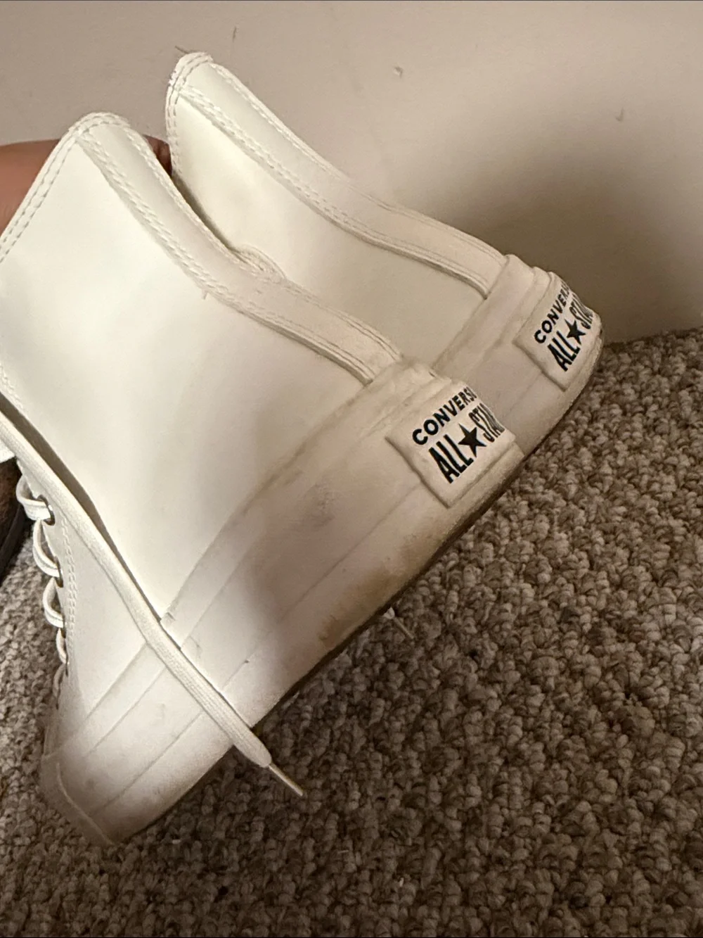 Converse All Star Platform High Platform Chuck Sneakers White Egret Gold 9.5